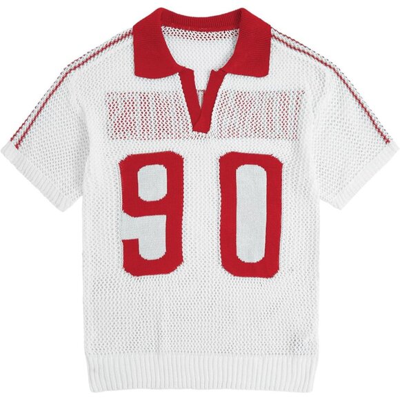 Tops - Plus Size Jersey Shirt Lightweight Knit Pullover Sheer V Neck Collared Tops